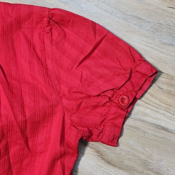 💜Ashley by 26 International Red Cropped Short Sleeve Blazer Medium - Picture 5 of 9